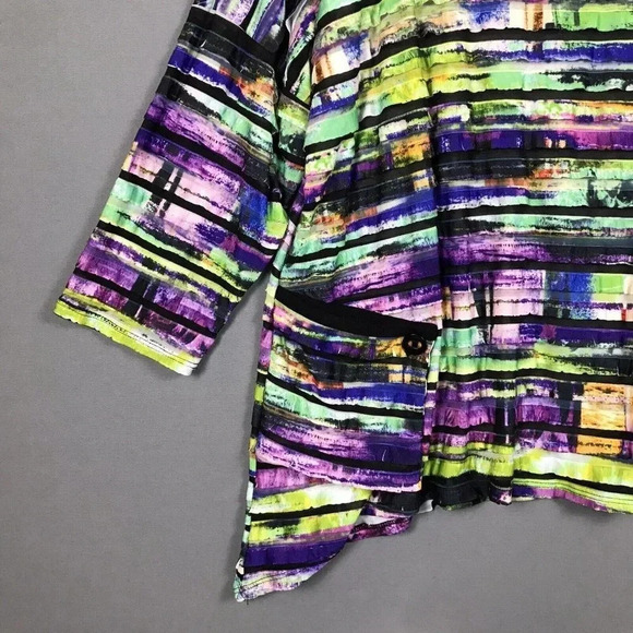 IC BY CONNIE K Textured Tiered Ruffle Tunic Top Size XL Pockets Colorful Artsy - Picture 6 of 15